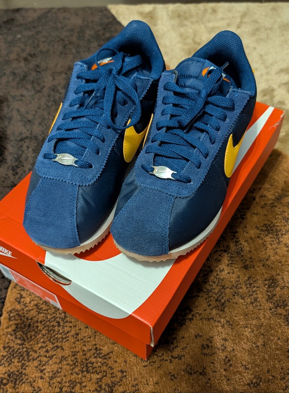 Nike Cortez Textile Sneaker (Navy & Yellow) 8M / 9.5W